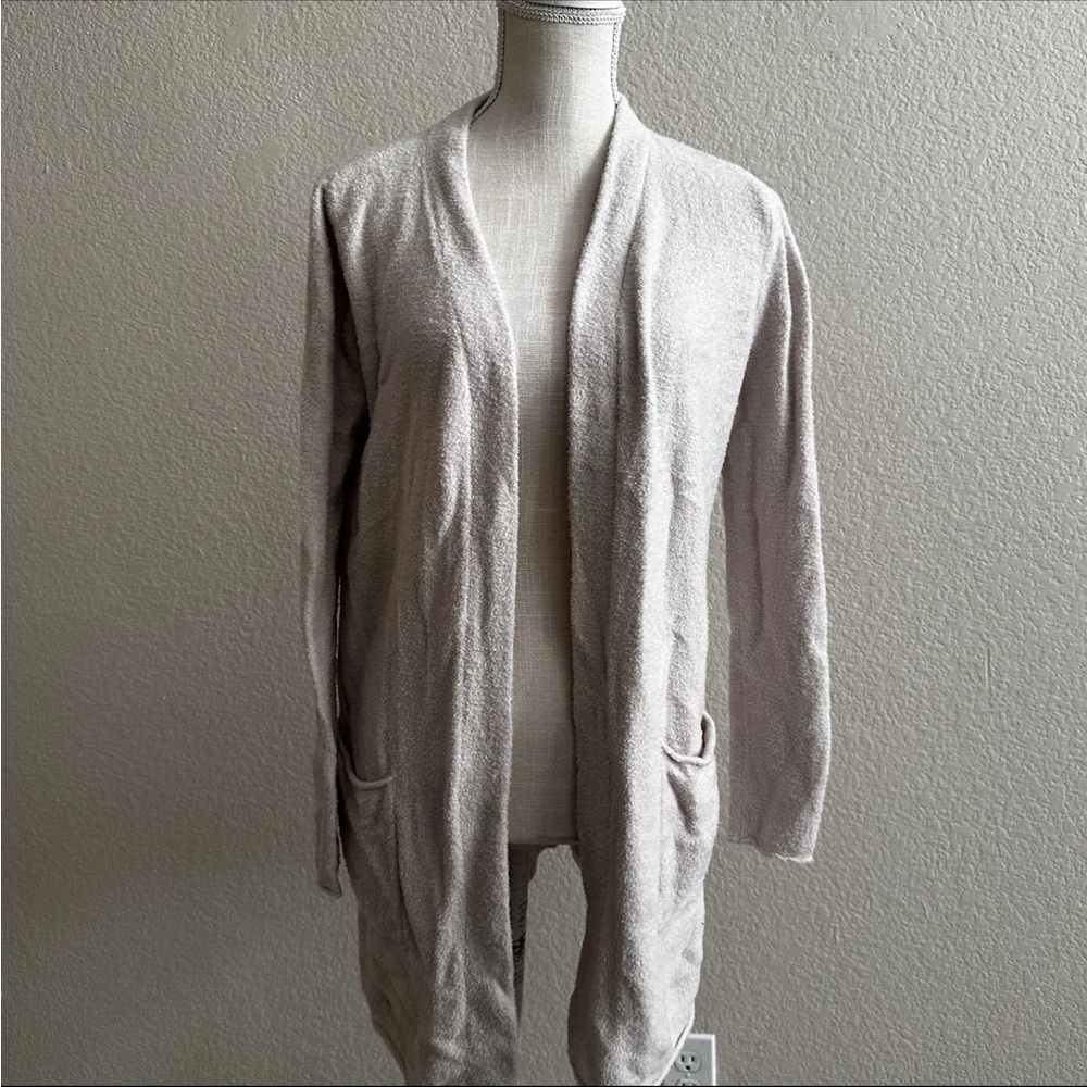 Barefoot Dreams Cozy Chic Lite Cream Open Long Cardigan Small Cozy Loungewear